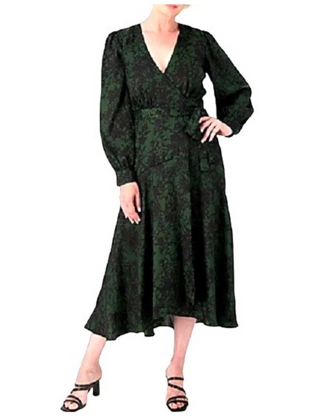 Susan Graver Occasions Printed Woven Jacquard Wrap Dress SMALL PETITE (9998)
